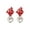 Red, variant on Opolski 1 Pair Ear Studs Coral Shape Faux Pearl Jewelry Cute All Match Lightweight Stud Earrings for Dating
