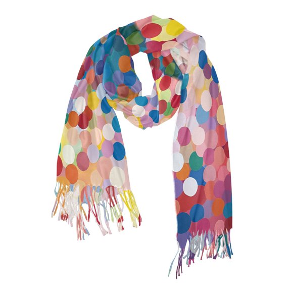 FORMRS Womens Scarf Winter Soft Long Big Warm Shawls Wrap Tassel Scarves, Light Colorful Circles