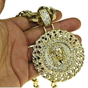 Huge Jesus Piece Hip Hop Chain Medallion Cuban Pendant Gold Finish Bling 30 Hip Hop Necklace