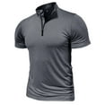 thumbnail image 4 of CUSTG T-Shirts Men's Workout Gym Muscle Athletic Running Hiking Active Half Zip Short Sleeve T Shirts Leisure O-Neck Tops, 4 of 6