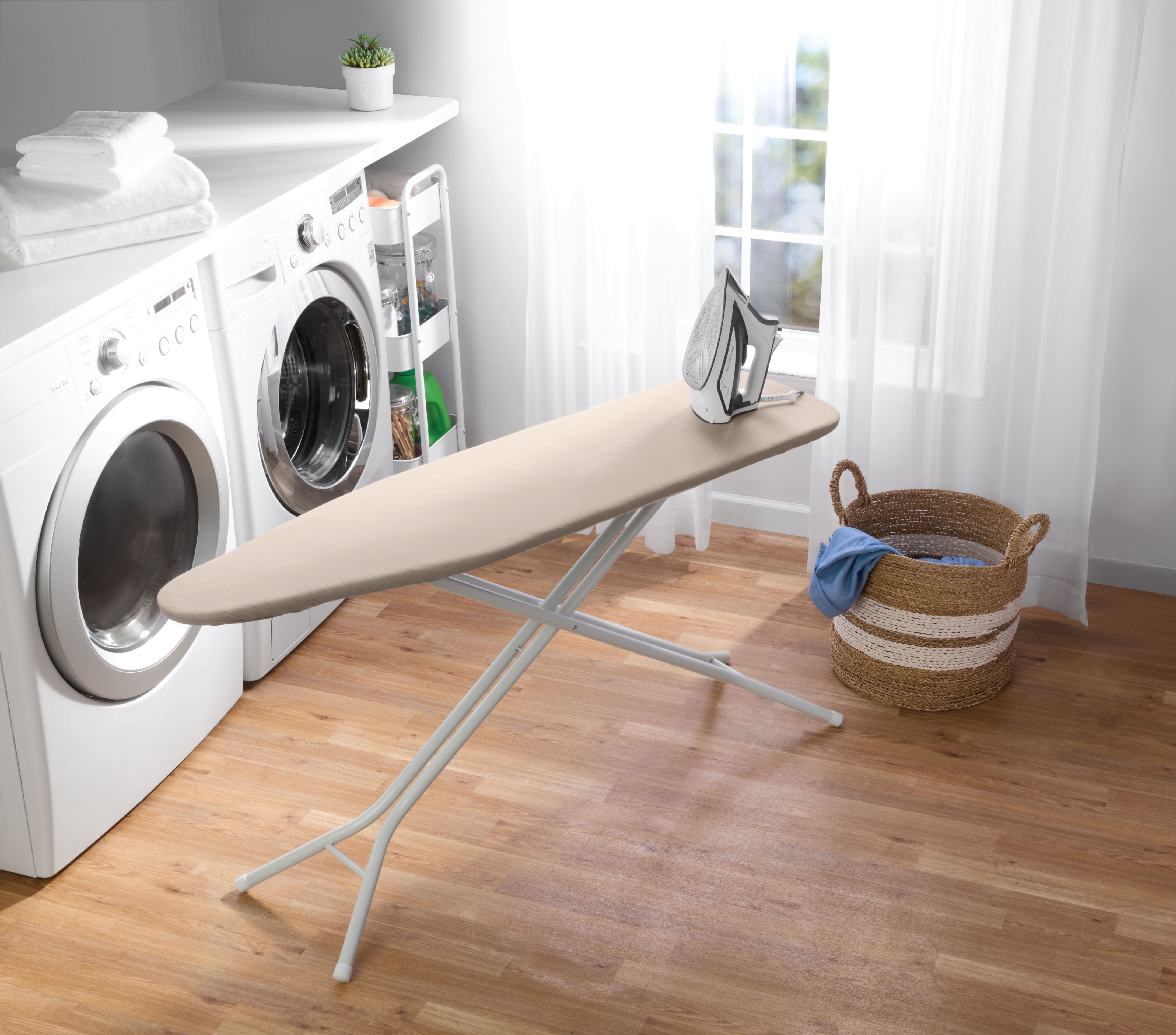 (4 pack) Mainstays Basic Ironing Board Cover, 54 in x 15 in, Cotton, Washed Stone Solid, Cover Only, Boards Sold Separately