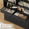 thumbnail image 5 of Hiphuta 78" Tall Double Row Bookcase with Drawers and Doors, Farmhouse Large Bookshelf with Cabinets, 47" Wide Cube Organizer for Home Office Living Room, Black, 5 of 7
