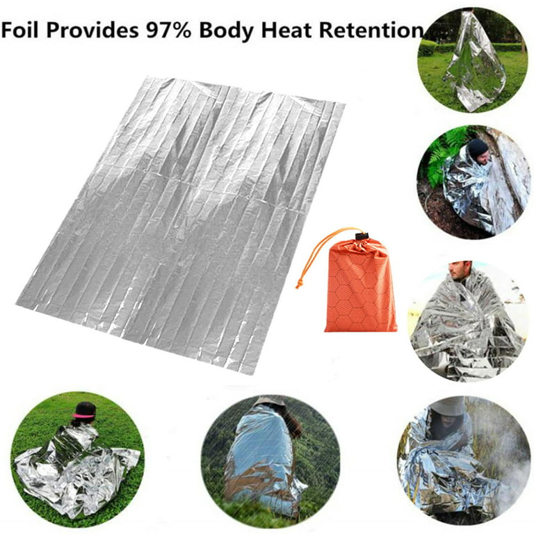 Emergency Blanket Size 83''X51'',Designed with up to 90% Heat Retention.  Waterproof, Mylar Thermal for Outdoor Backpacking, First Aid - Blanket with  Pouch 