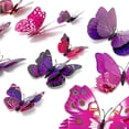 thumbnail image 2 of Wrapables 3D Double Wings Butterfly Decorative Wall Decor Stickers, Decals for Bedroom (24 pcs), Purple, 2 of 7