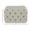 thumbnail image 4 of DecMode 28" x 19" Beige Linen Fabric Tufted Ottoman, 1-Piece, 4 of 8