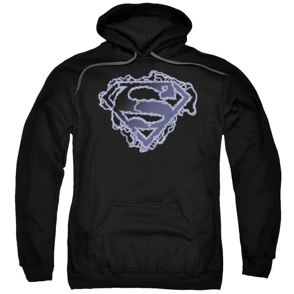 Superman Electric Supes Shield Adult Pullover Hoodie Sweatshirt Black