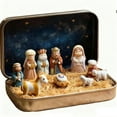 thumbnail image 5 of Mini Christmas Nativity Set in Tin Box - Hand-Painted Holy Family Figurines, Religious Christmas Decor, Thoughtful Gift for Family, Compact Tin Box Storage for Xmas Nativity Scene Decor, Multicolor, 5 of 5