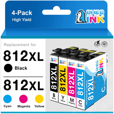 812XL Ink for Epson 812 Ink Cartridges for Epson 812XL Printer Ink for Workforce Pro WF-7820 WF-7840 (Black Cyan Magenta Yellow)