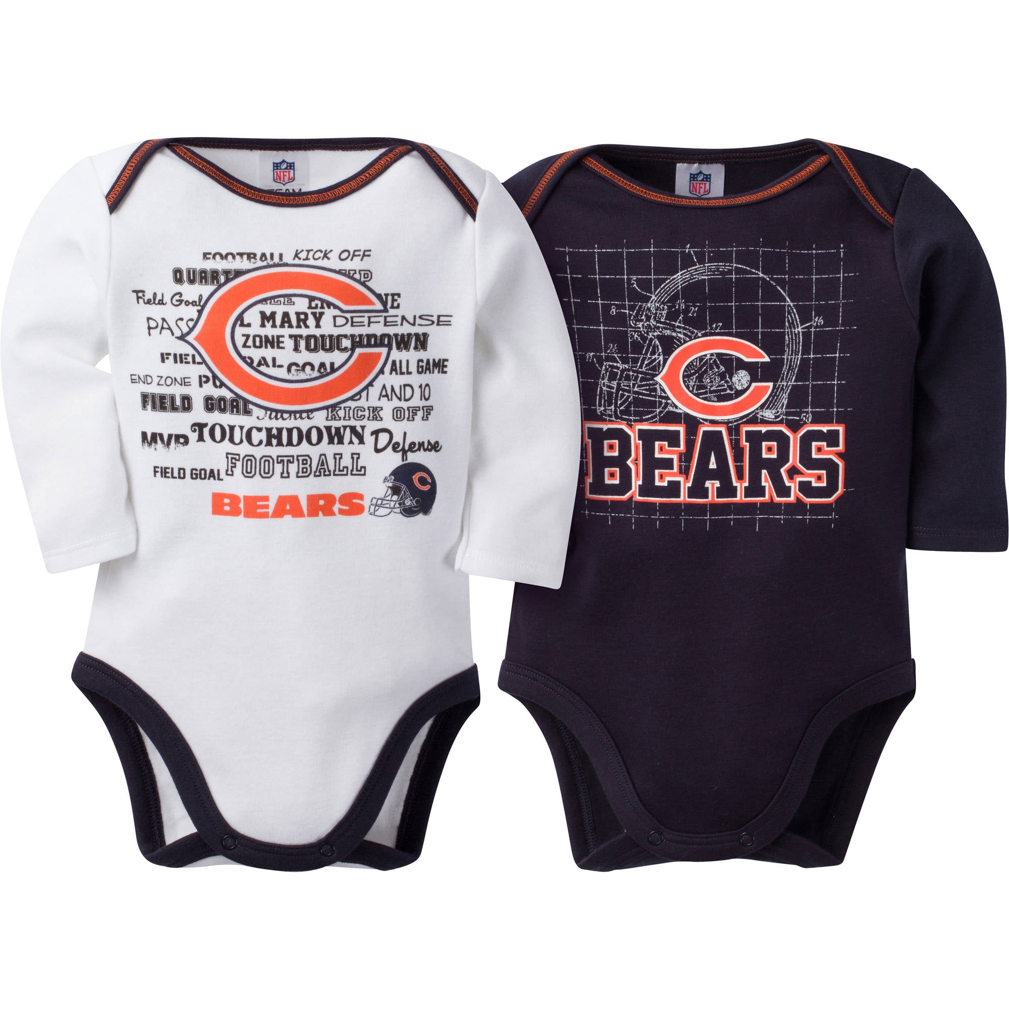 NFL NFL Chicago Bears Baby Boys Long Sleeve Bodysuit Set, 2Pack