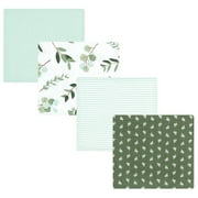 Luvable Friends Hudson Baby Flannel Receiving Blankets 4pk, Sage Eucalyptus