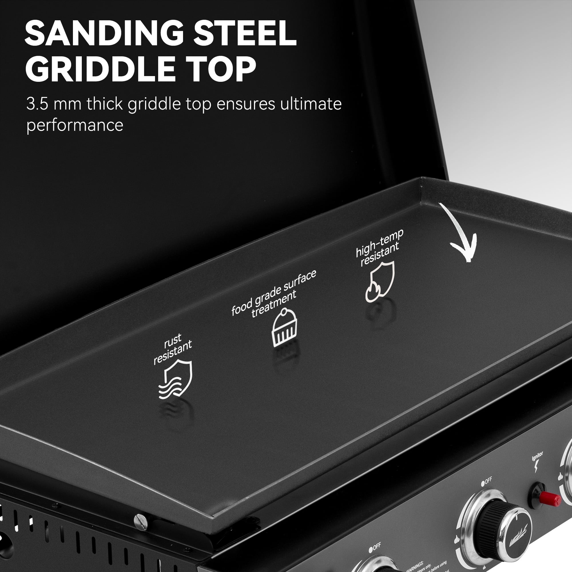 Royal Gourmet PD4001 30-Inch 4-Burner Gas Griddle with Hood, Tabletop Gas Griddle with Removable Standing Cart, Free-Standing Cart with Side Shelves and Hooks