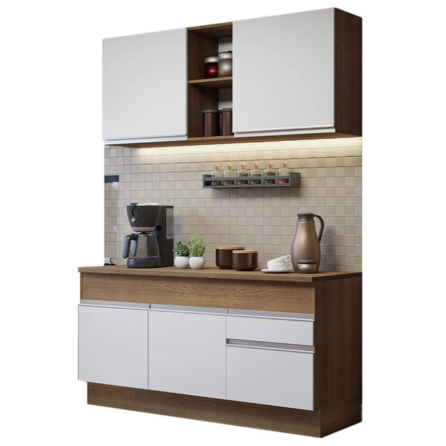 Cocina Integral MADESA Glamy 150cm Marrón/Blanco