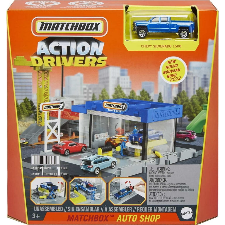 Matchbox Action Drivers Auto Shop Playset with 1:64 Scale Toy Car & Moving  Pieces