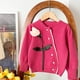 thumbnail image 3 of Suéter de cuello redondo para niña, camisa de punto de invierno, elegante cárdigan de punto con cuello redondo para niña, suéter con botones, top de poliéster para niña, 3 of 6