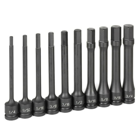 

Grey Pneumatic 1360H 10-Piece 1/2 in. Drive 6 in. SAE Hex Impact Drive Socket Set