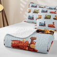 thumbnail image 4 of Castle Fairy Retro Colorful Train Twin Quilt Set,Whimsical Locomotive Twin Coverlet Set for Bedroom,Blue Green Red, 4 of 7