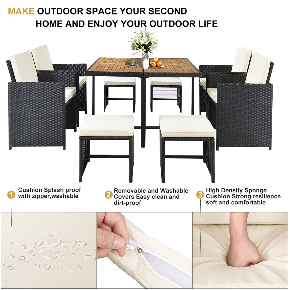5 Piece Outdoor Dining Set, Patio Furniture Set with 4 Armrest Chairs and Steel Slat Table, All-Weather Conversation Set for Patio, Backyard, Deck, Poolside - Brown