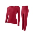 thumbnail image 4 of XRoczxe Women Textured Scoop Neck Thermal Underwear Set High Waist Tummy Control Soft Skin-Friendly Warm Slim Fit Long Sleeve Top & Pants Multi Solid Color Winter Base Layer Suit, 4 of 6