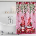 thumbnail image 2 of Polyester Fabric Red Gnomes Shower Curtain, Valentine's Day Love Roses Leaves Ombre Pink Waterproof Bathtub Curtain Bathroom Decor Set with Hooks 66 x 72 Inches, 2 of 6