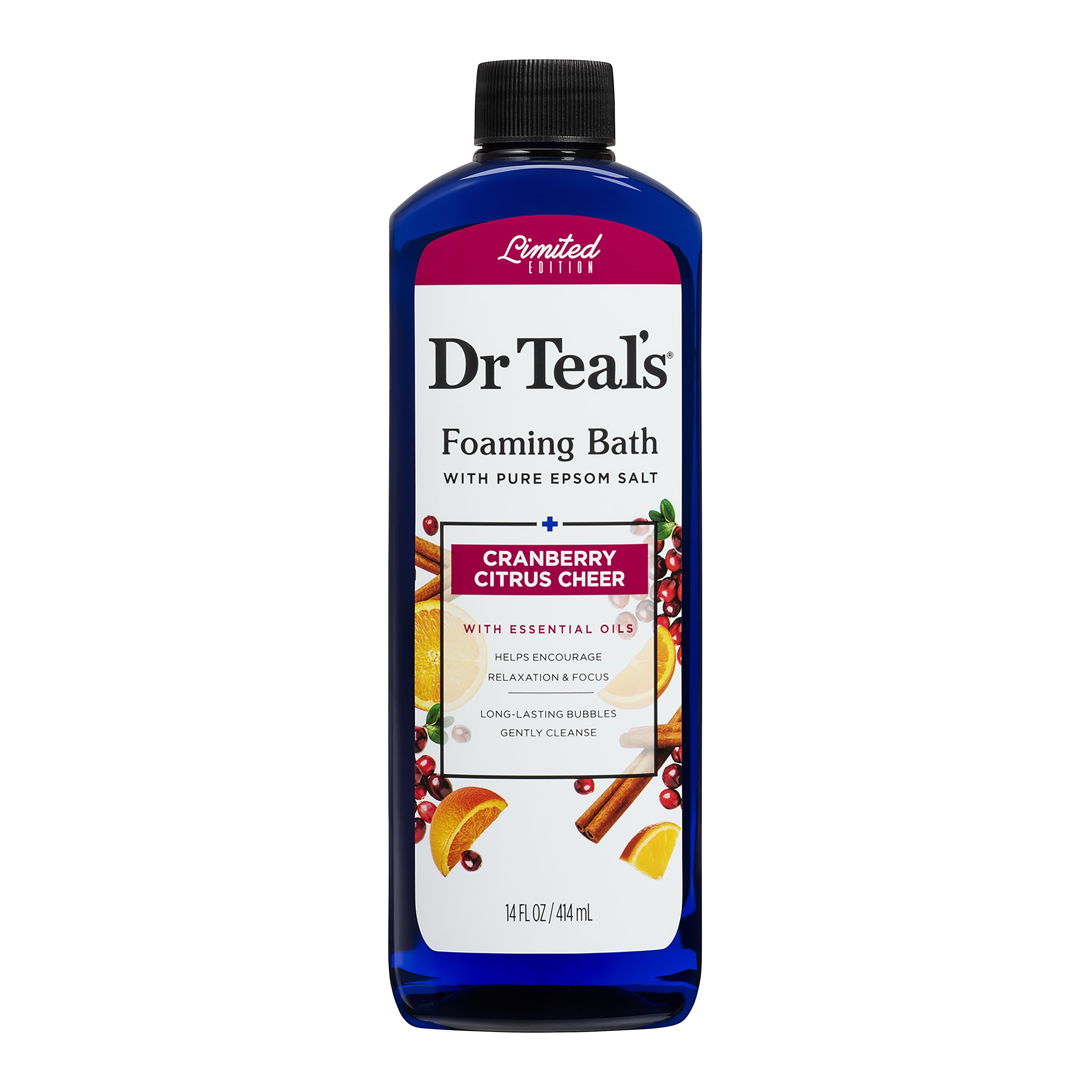 (2 pack) Dr Teal's Pure Epsom Salt Foaming Bath, Cranberry Citrus Cheer, 14 fl oz