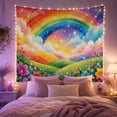 thumbnail image 2 of Rainbow Landscape with Soft Clouds and Bright Sky, Whimsical Fantasy Style for Rainbow Lovers, Colorful Wall Art, Housewarming Gift, Tapestry Wall Hanging for Bedroom and Playroom, 2 of 6