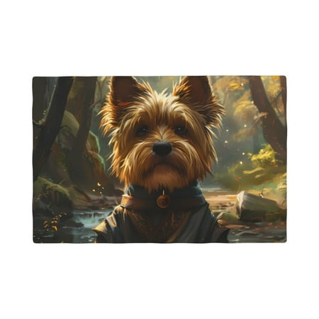 

Table Placemats Set of 6 - Forest Creek Cute Dog 12x18 In Faux Linen Double Heat Resistant Place Mats Cloth Indoor/Outdoor Placemats Washable Table Mats for Dining Kitchen Party