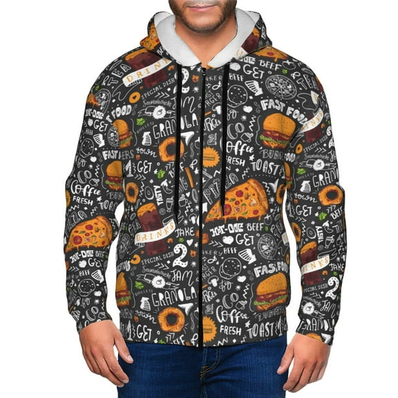 Zip Up Hoodies for Men - Fastfood 1 Long Sleeve Comfrt Men'S Fashion Hoodies & Sweatshirts, Jackets for Men Hoodies Pullover Clothing Clothes with Pouch