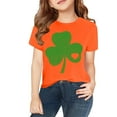 thumbnail image 3 of XIMIN Girls Boys Heart-Inlaid Clover Kids' Short-Sleeve T-Shirt - Distressed Green Graphic, Comfy Soft St. Patrick's Day Lucky Charm Top, 3 of 6
