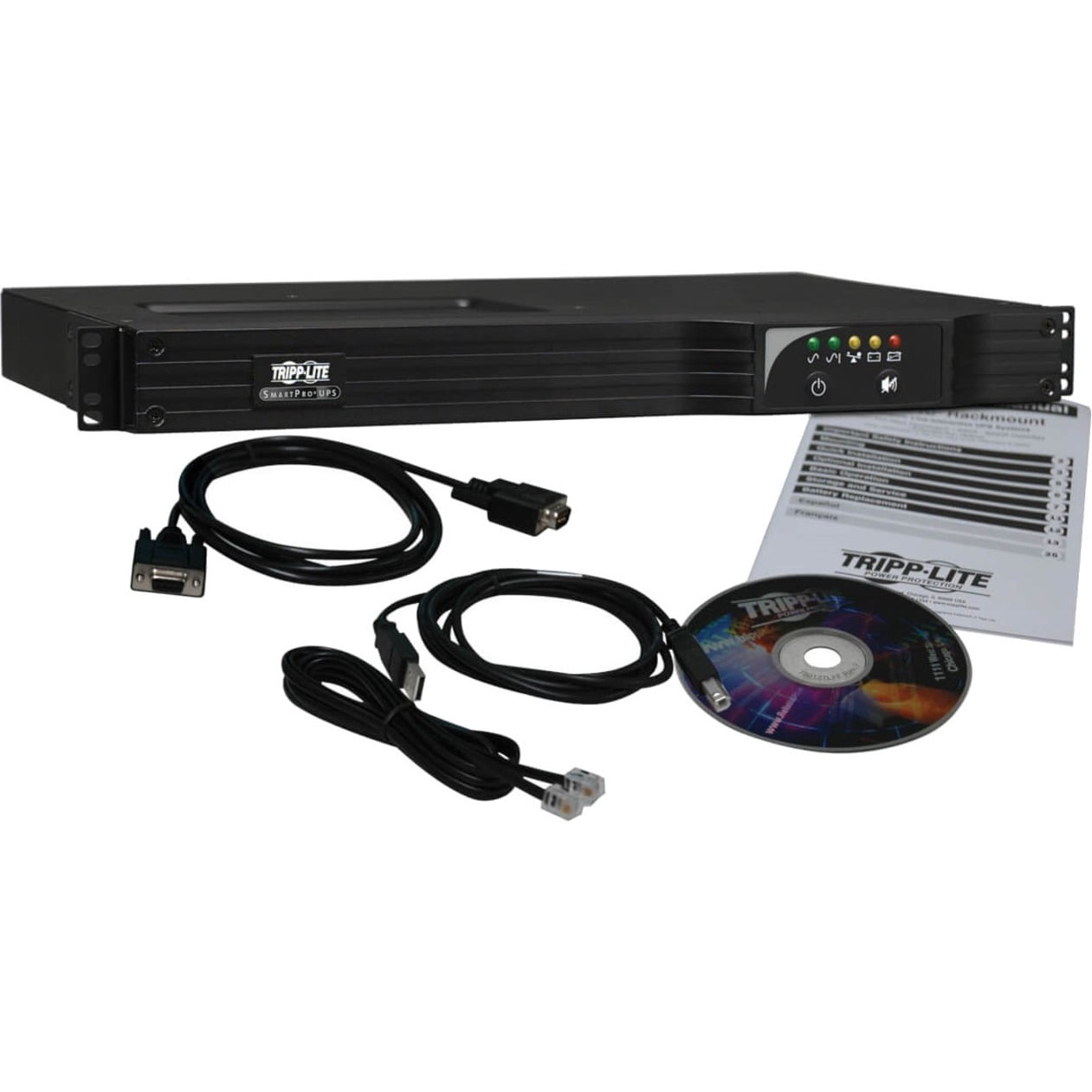 Tripp Lite UPS Smart 500VA 300W Rackmount USB DB9 WEBCARDLX 6 Outlets 1URM