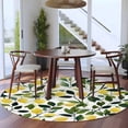 thumbnail image 4 of Summer Lemon Round Area Rug 5 FT, Non Slip Bedroom Rugs, Yellow Fruits Pastoral Green Botanical Washable Soft Circular Carpet Non-Shedding Floor Mat for Kitchen Dining Room Foyer Balcony Dorm, 4 of 8