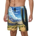 thumbnail image 1 of Balery Western Desert Cactus Bañador para hombre, shorts de playa de secado rápido con entrepierna y forro de compresión-Medium, 1 of 6