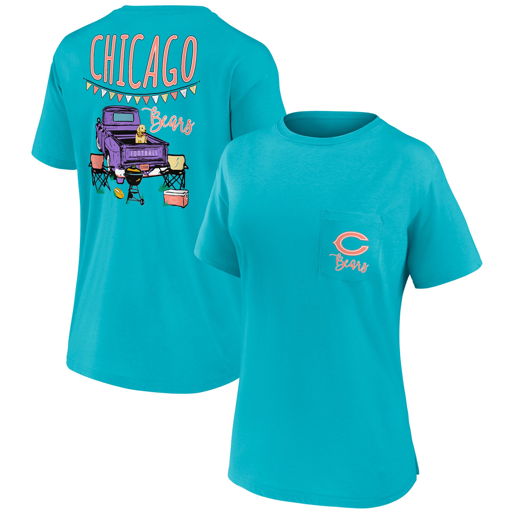 Women's Fanatics Aqua Chicago Bears Southern Prep T-Shirt