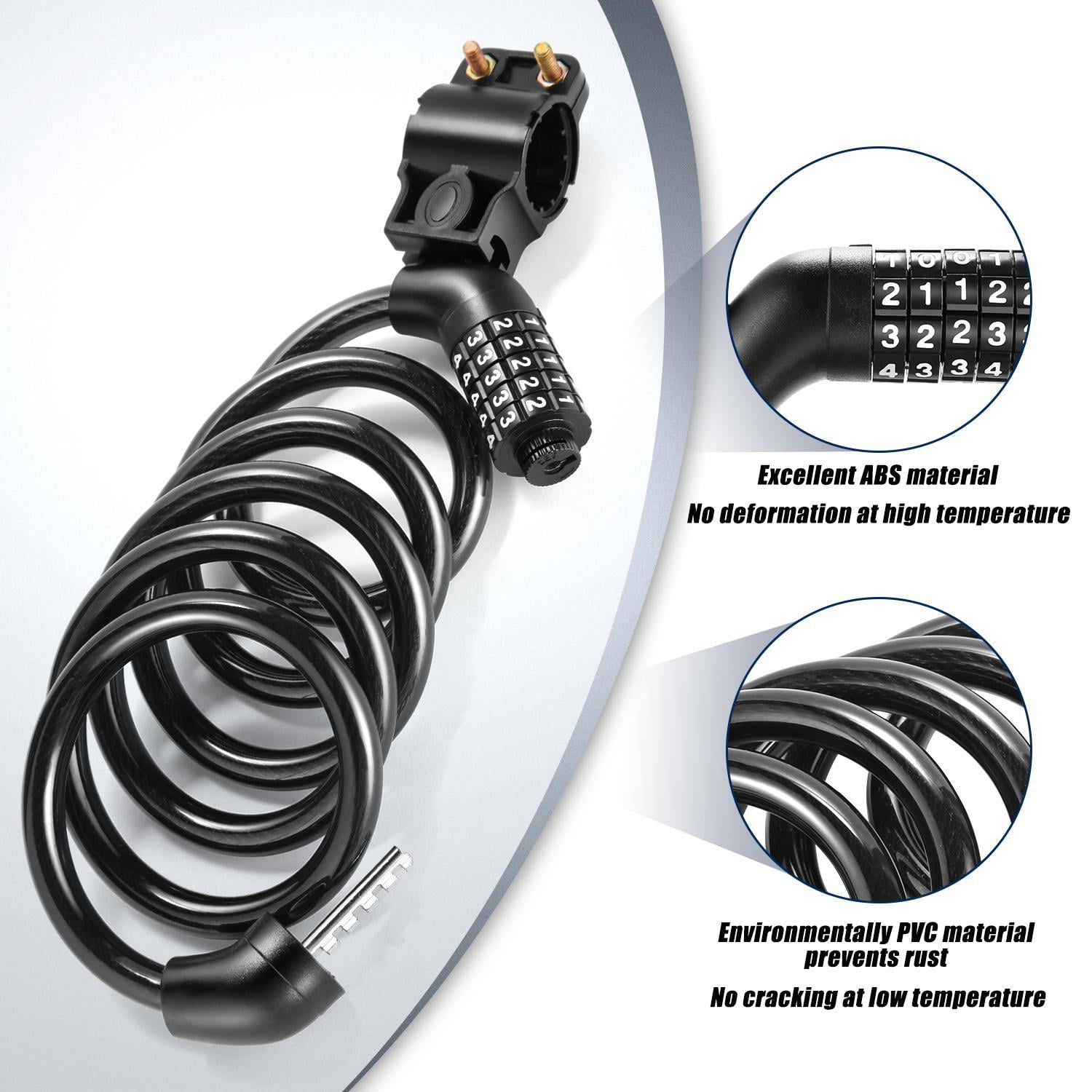 Security 5 Digit Resettable Combination Coiling Bike Cable Lock Bicycle Chain Vici