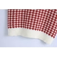 thumbnail image 4 of Women Houndstooth Pattern Knit Sweater Vest Sleeveless Loose V-Neck 90s Waistcoat Pullover Knitwear Top, 4 of 6