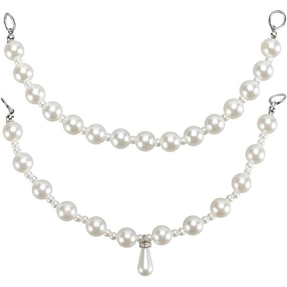 2Pcs Shoe Chains with Plastic Hook Imitation Pearl Shoe Decoration Plastic Teardrop White Shoe Charms Hanging Chain Accessories for Women Girls DIY Clog Sandals Gifts White