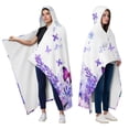 thumbnail image 2 of Wearable Blanket,White Purple Butterfly Flower Pattern Hooded Wearable Flannel Blanket for Adults & Teens with Buckle,Winter Poncho Shawl Wrap Cape,60"x80", 2 of 5