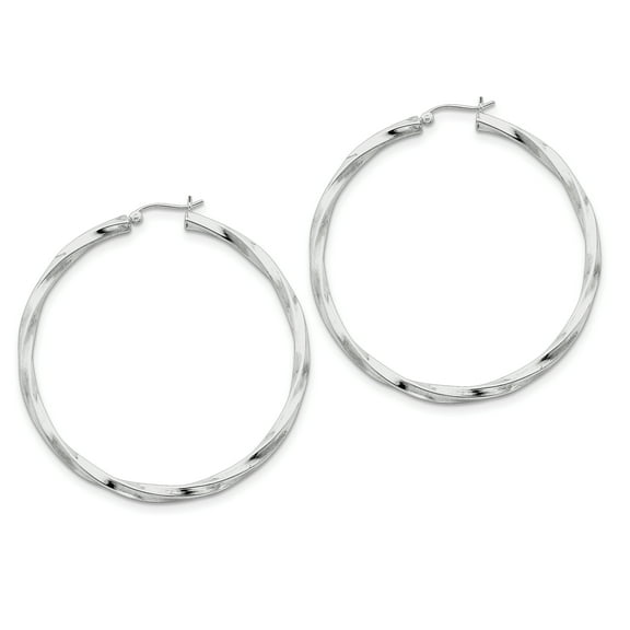 Primal Silver Sterling Silver Rhodium-plated 3mm Twisted Hoop Earrings