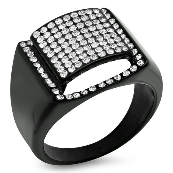 Men's Stainless Steel Simulated Diamond Cross Ring