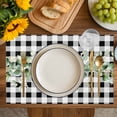thumbnail image 4 of Green Eucalyptus Leaves Placemats Set of 4, Black White Plaid Farmhouse Watercolor Placemats for Dining Table, Place Mats for Kitchen Tabletop, Waterproof Wipeable Dining Table Mats Set, 4 of 9