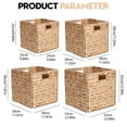 thumbnail image 3 of Gnwei Wicker Storage Basket, Woven Baskets for Storage, Foldable Wicker Storage Baskets for Shelves, Cube Storage Bin for Shelves, Water Hyacinth Laundry Organizer Square Baskets, 3 of 9