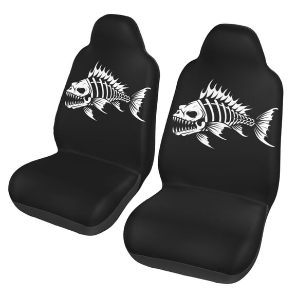 KAKALAD Funny Skeleton Bones Fish 01 Car Accessories Seat Covers Set Vehicle Seat Covers Universal Front Seats Protector 2 Pcs