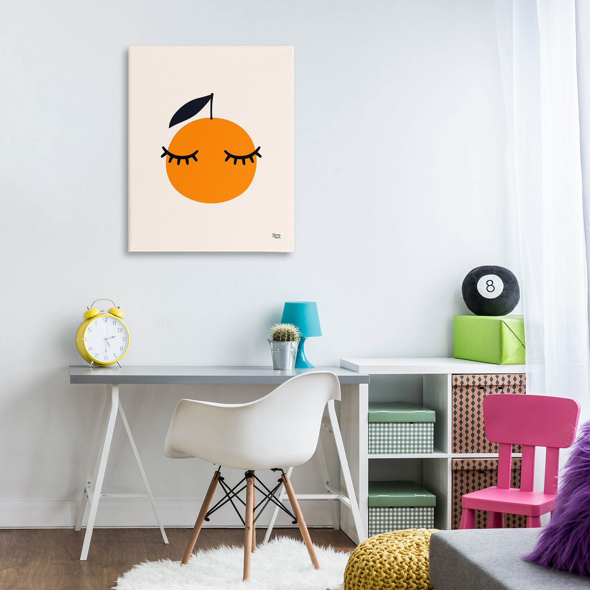 Stupell Industries Orange with Eyelashes Food & Beverage Painting Wrapped Canvas Art Print Wall Art, 30 x 40