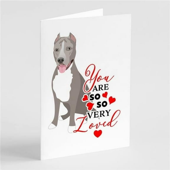 Pit Bull Blue #5 so Loved Greeting Cards and Envelopes Pack of 8 7 in x 5 in