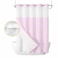 thumbnail image 2 of Pink White Stripe No Hook Shower Curtain Waterproof,Bathroom Curtains with Snap in Liners and See Through Top Window,Modern Minimalist Geometric Striped Hotel Style Bathtub Curtains Shower 72"Wx96"L, 2 of 8