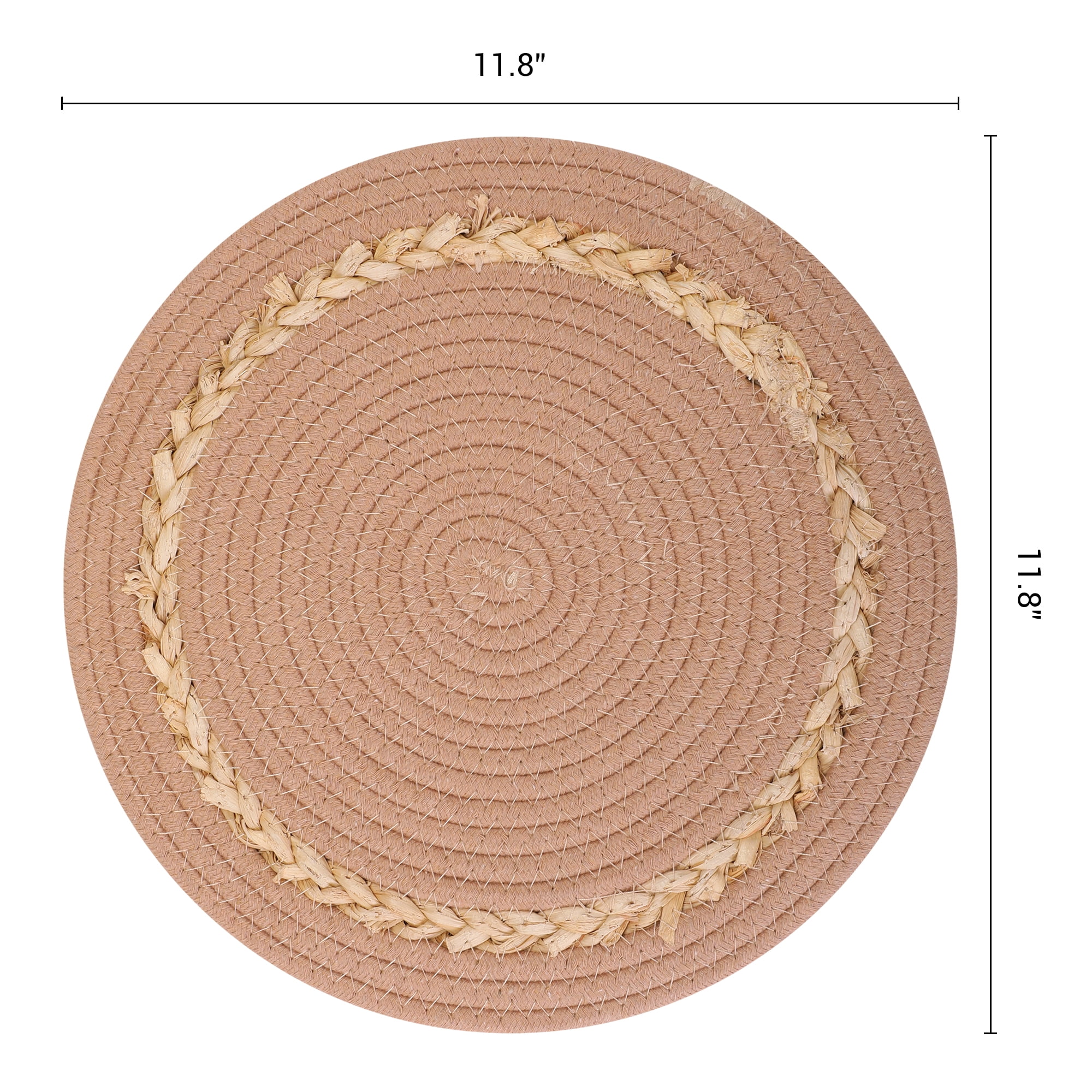 Unique Bargains 6pcs Farmhouse Woven Placemats Grass Yellow 11.8"x11.8"