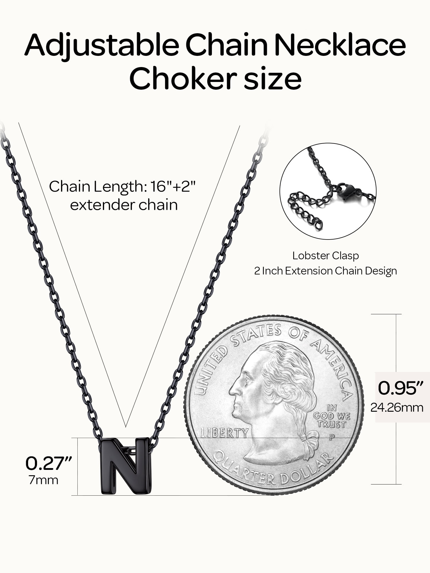 ChicSilver Black Initial A-Z Letter Pendant Necklaces for Women Dainty Personalized 925 Sterling Silver Name Jewelry Birthday Christmas Graduation Valentine's Day Gifts for Mom Wife Lover