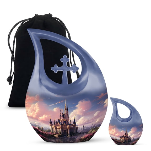 The Castle By The Urn - Small Urns For Human Ashes Keepsake - Mini Urn For Human Ashes Adult Female & Male - Urn For Burial - Urn For Ashes Adult, cremation urn for adults(Combo - 10" & 4", 2 Pcs)
