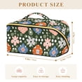 thumbnail image 4 of FORMRS Makeup Bag Travel Cosmetic Organizer for Women Fold Flat Zipper Pouch with Handle, Blue Geometric Flowers, 4 of 8