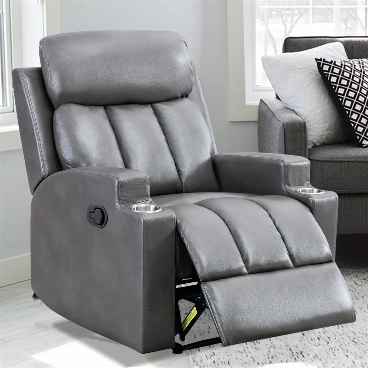 Recliner Chair Overstuffed Heavy Duty Livingroom Reclining Faux Air Leather Sofa 