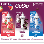 Cirkul GoSip Flavor Cartridge Variety Pack, 6-Pack (2 Blue Raspberry, 2 Black Cherry, 2 Strawberry Watermelon)
